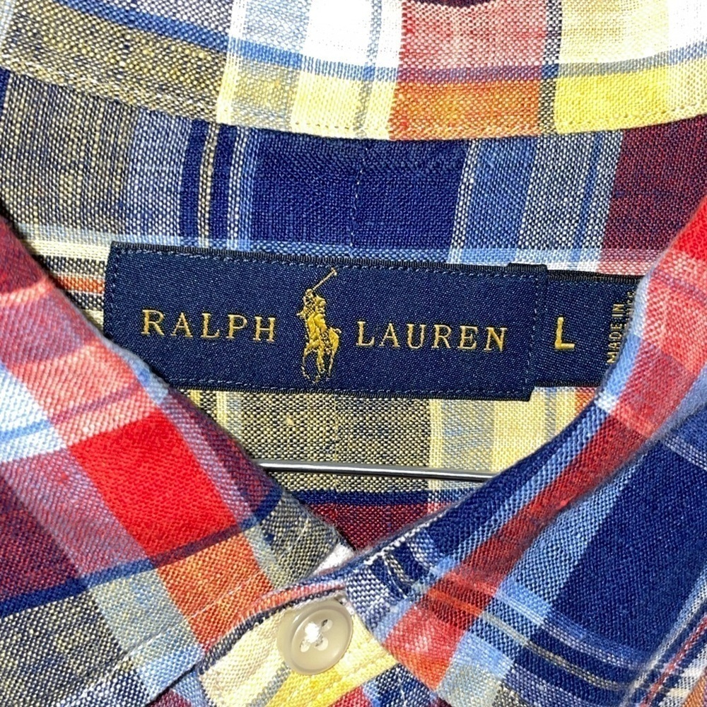 Rare Vintage Plaid Button Down Linen Classic Fit Large - Picture 9 of 10
